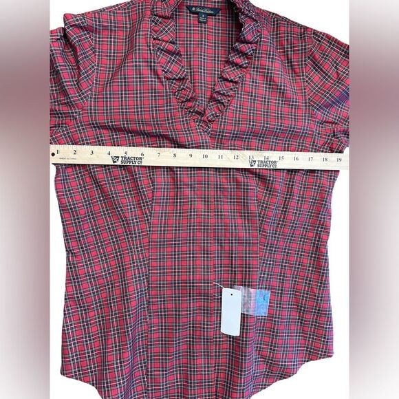 NWT Brooks Brothers Red Tartan Plaid Ruffle Blouse Size 8 (W76) - Picture 6 of 10